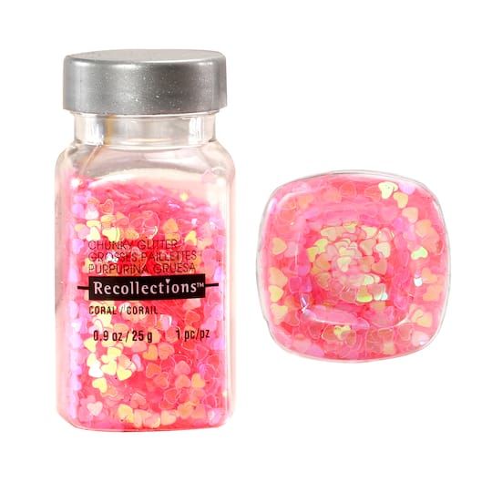 Signature Super Chunky Glitter, Coral Hearts by Recollections&#x2122;